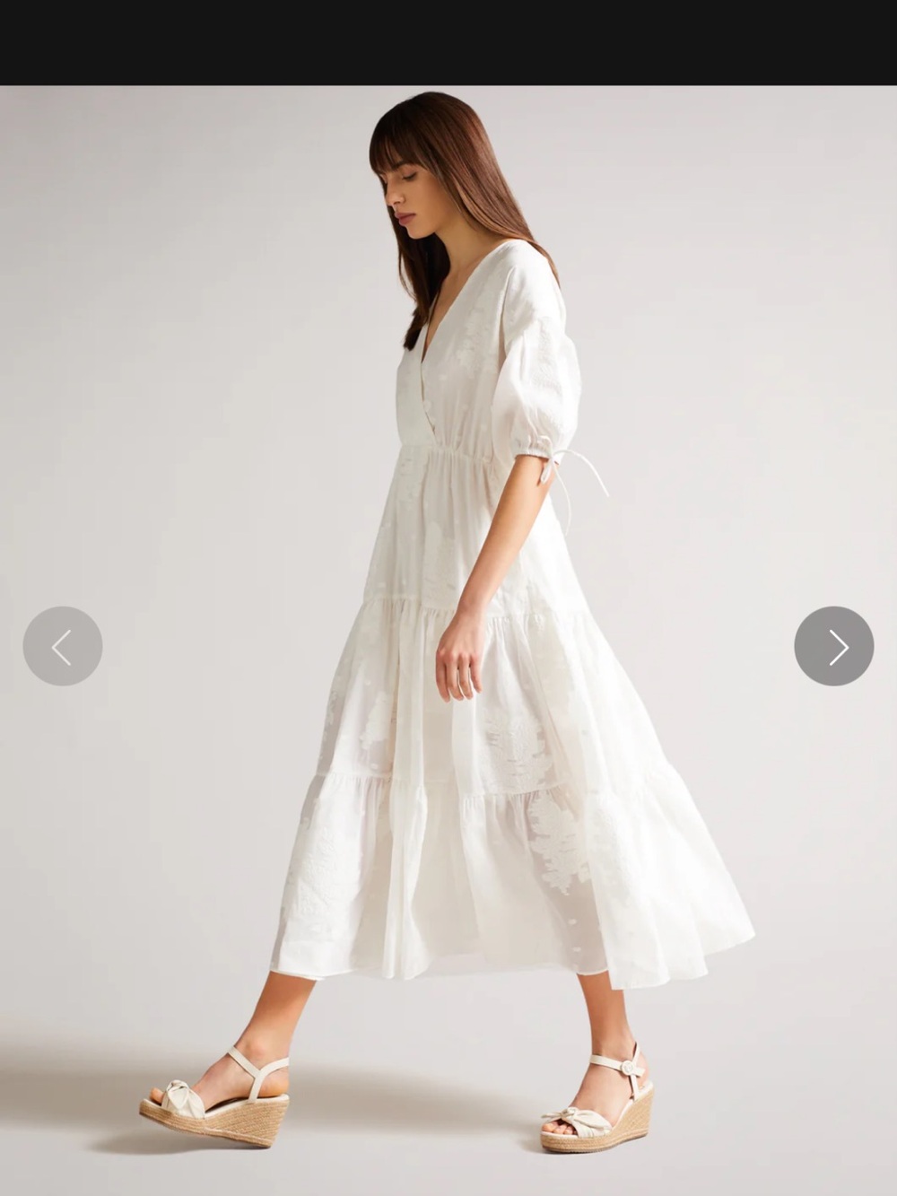 Ted Baker White Maxi Dress with Puff Sleeves